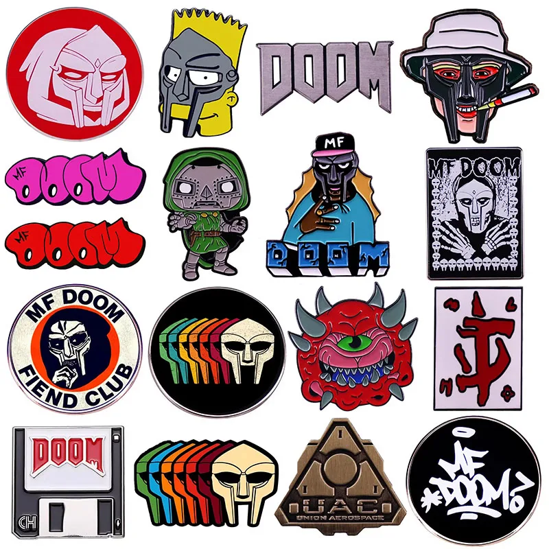 MF Doom эмалированная булавка-маска, брошь 90-х годов, хип-хоп певец, художественный металлический значок, мультяшные украшения, аксессуары для рюкзака, подарки