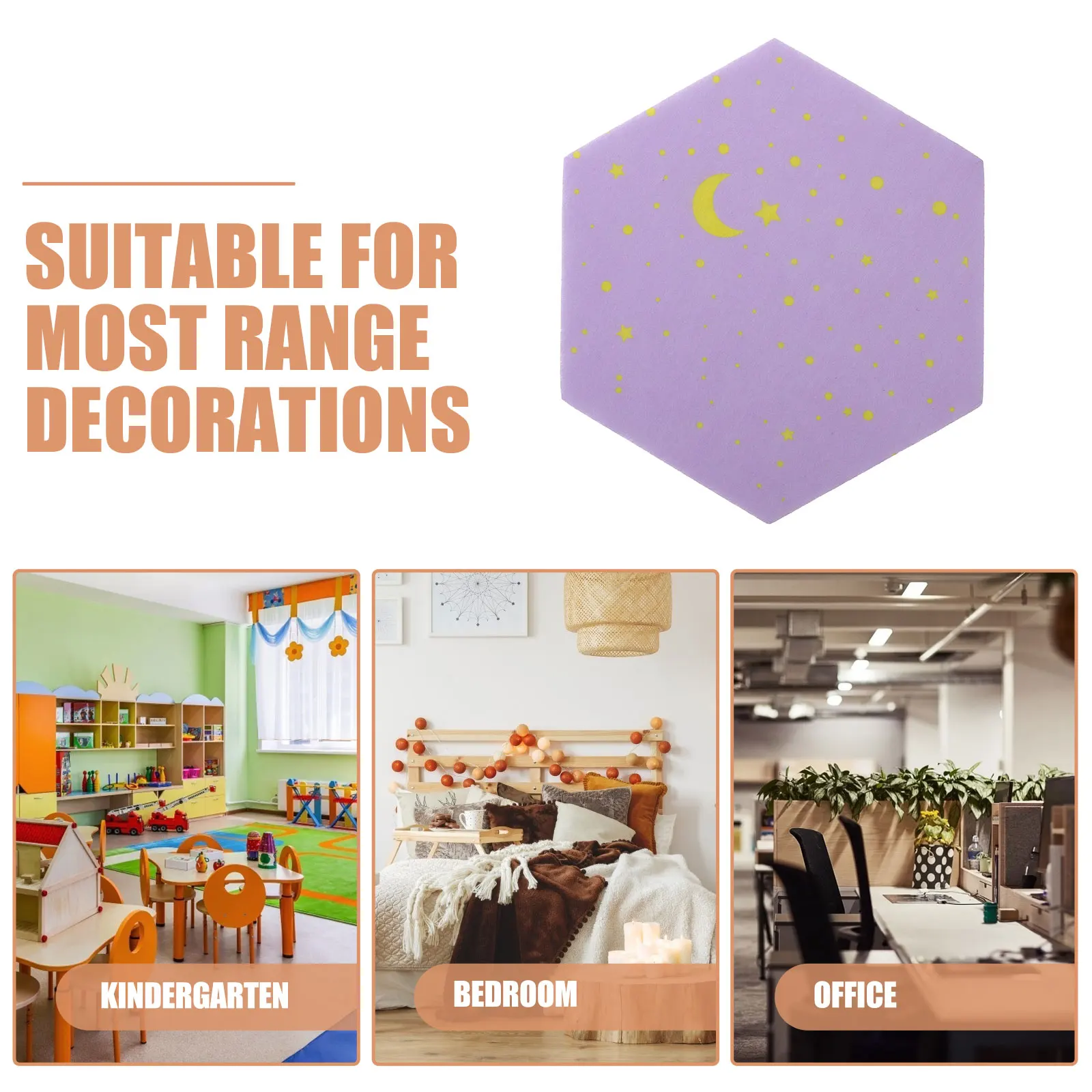 5pcs Hexagonal Felt Board Design Wall Decor Bulletin Board Sticker Soundproof Mat Polyester Material