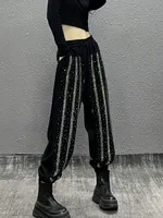 Sparking Rhinestone  Curve Plus Size Women Pants Winter Fleece Elastic Waist Casual Luxury Big Size Sweatpants for Woman Pant