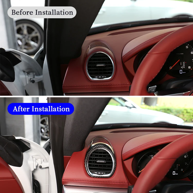 Car Center Console Air Outlet Decorative Frame Dashboard Cover for Porsche 718 2016-2021 Real Carbon Fiber Interior Accessories