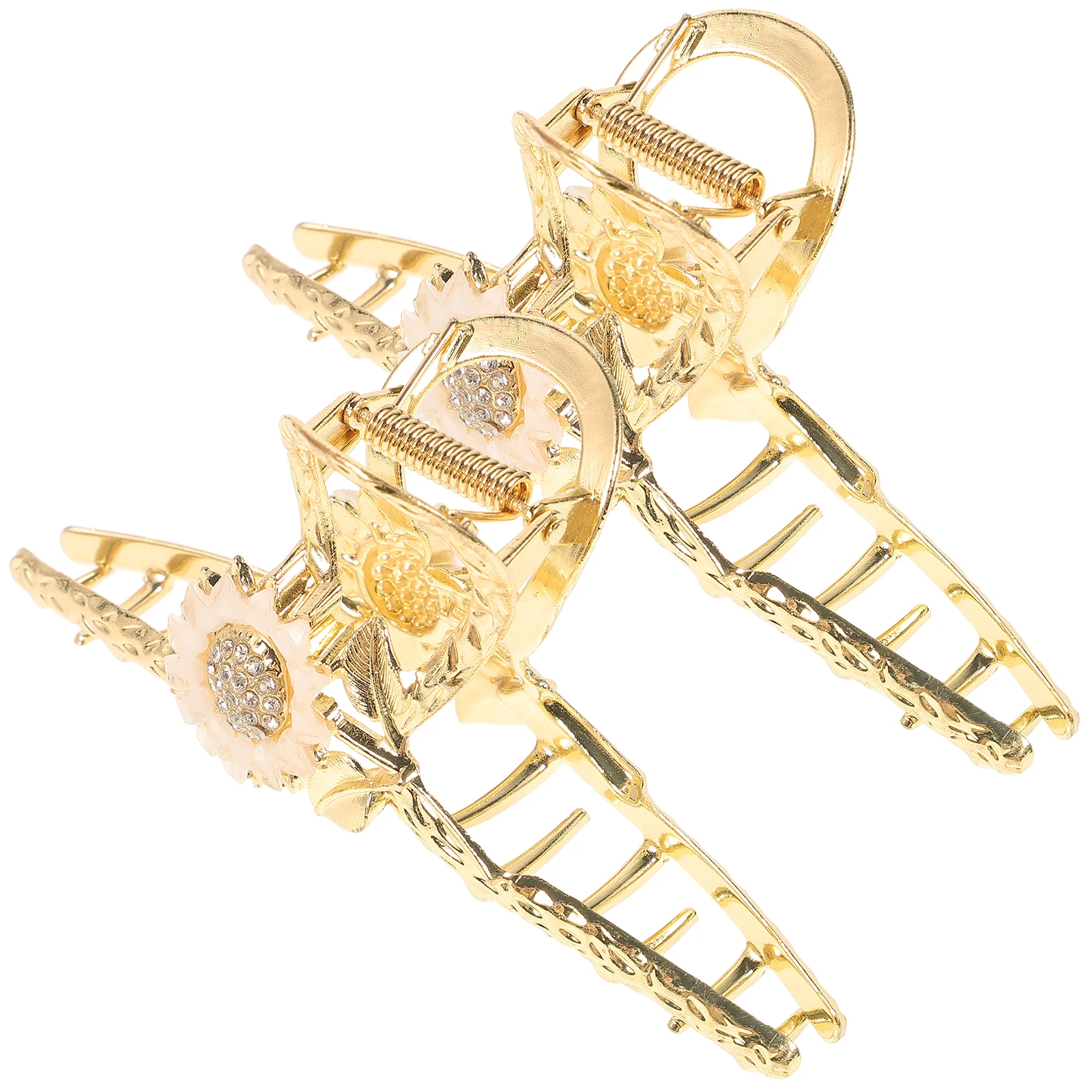 

2 Pcs Rhinestone Hair Clip Elegant Metal Claw Clips for Women Banana Party Large Pearl