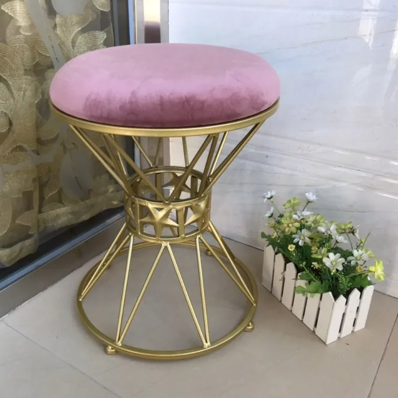 Modern Simple Luxury Dressing Stool Girl Ins Cosmetic Chair Golden Household Round Stool Bedroom Creative Stools Ottomans Vanity