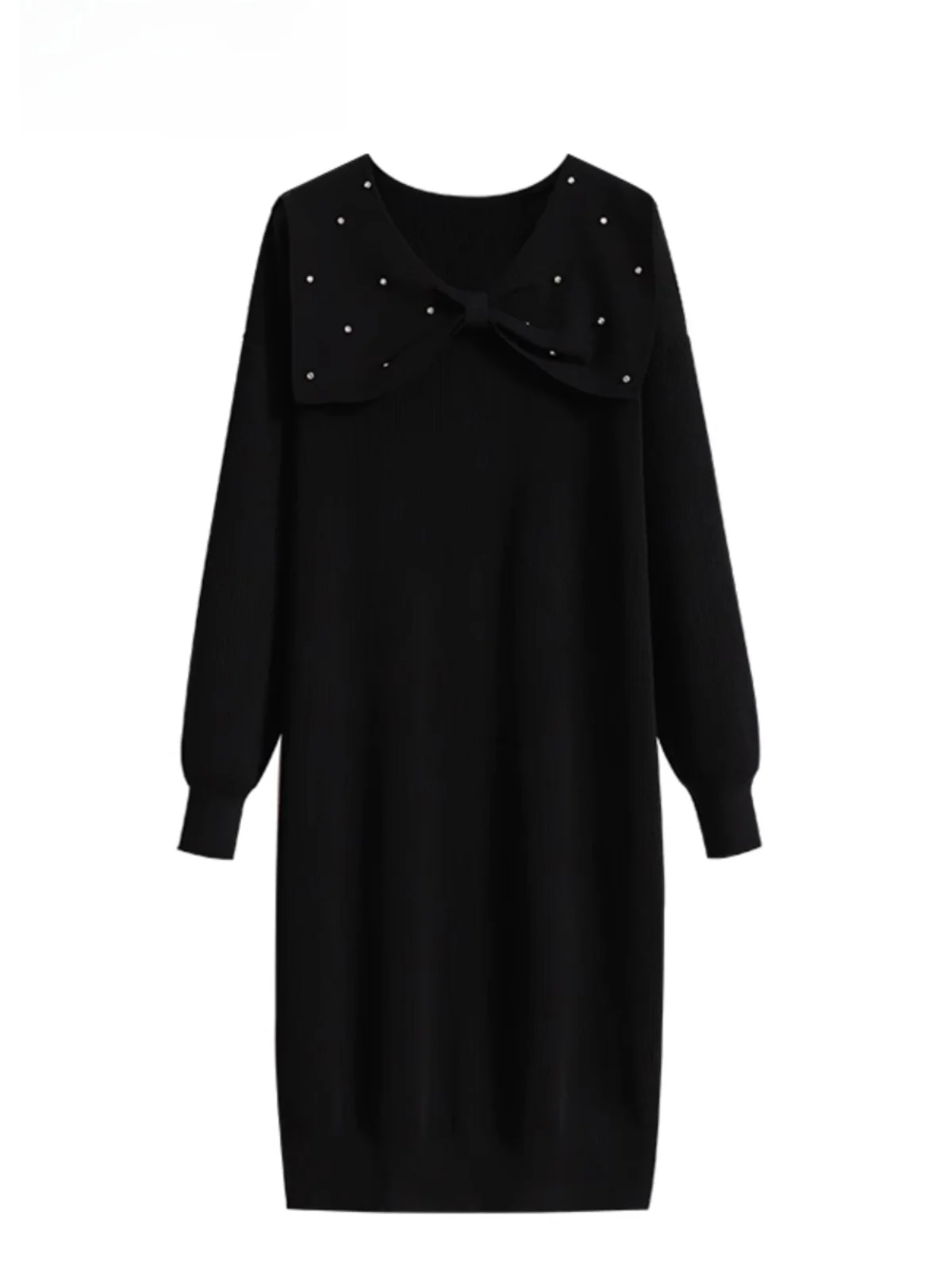 

Faionable Knitted Dr Women's plus Size Spring New Arrival Korean Sle Loose Fit Long Sve Mid-Length Polyester Fabric