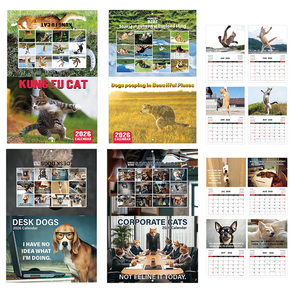 

2026 Wall Calendar 12-Month Calendar Funny Animal Calendar for Office School Home Gag Gifts
