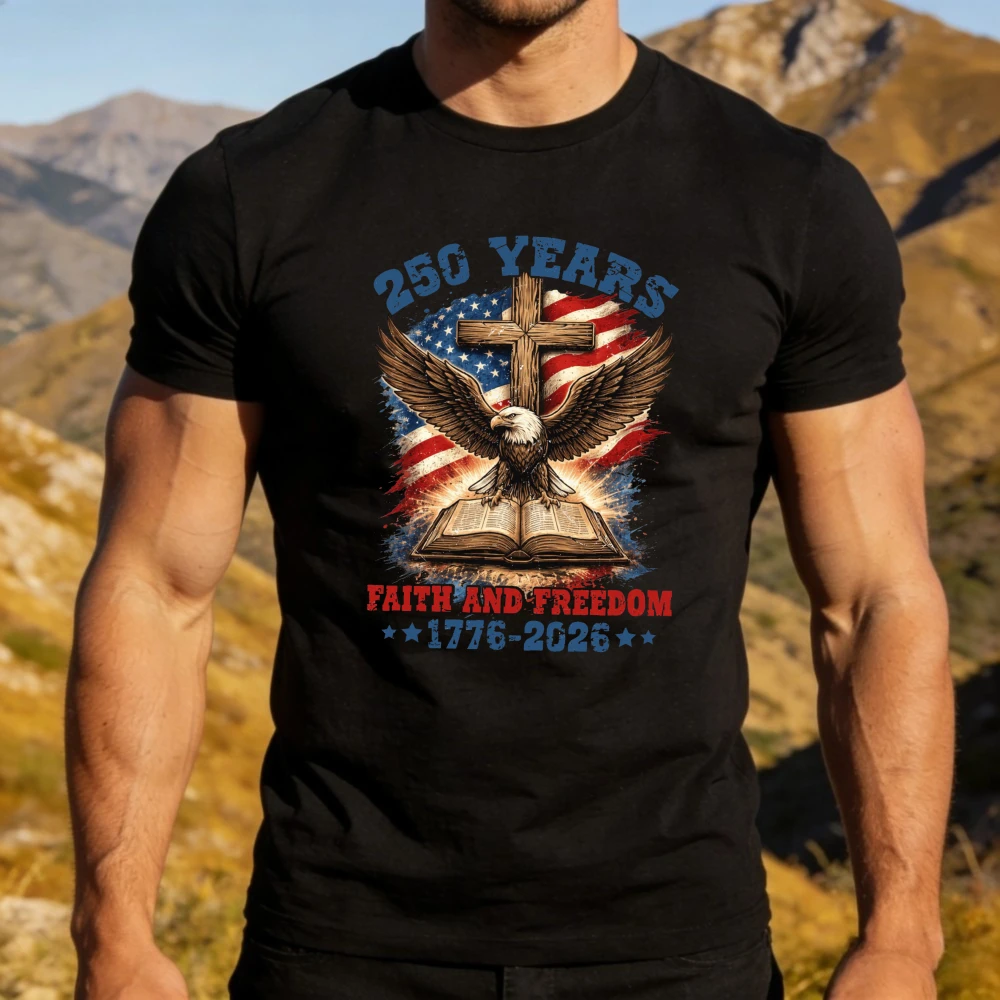 

America 250th Anniversary Shirt 4th of July Patriotic Tees Anniversary Independence Day Tshirt Patriotic Freedom Gift Men Tops