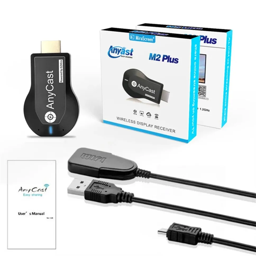 Sem fio M2 Plus TV Stick Dongle, Wi-Fi, Display, Stream, Elenco, Anycast, DLNA, Miracast, Airplay, Tela Espelho, Android TV, 1080P