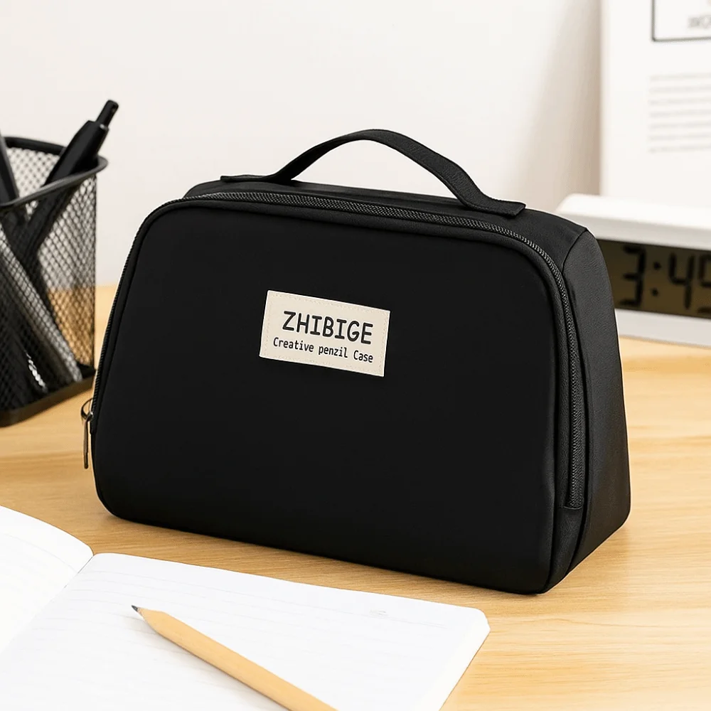 

Canvas Simple Student Pen Bag Dirt Resistant Makeup Bag 9 Layer Storage Pencil Bag Multilayer Multifunctional