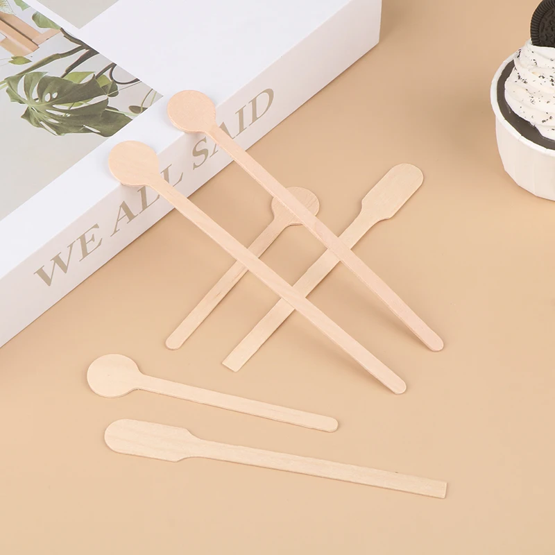 100Pcs Wooden Coffee Stirrers Hot Cold Drinking Stir Beverage Stir Sticks Biodegradable Utensils Coffee Sticks