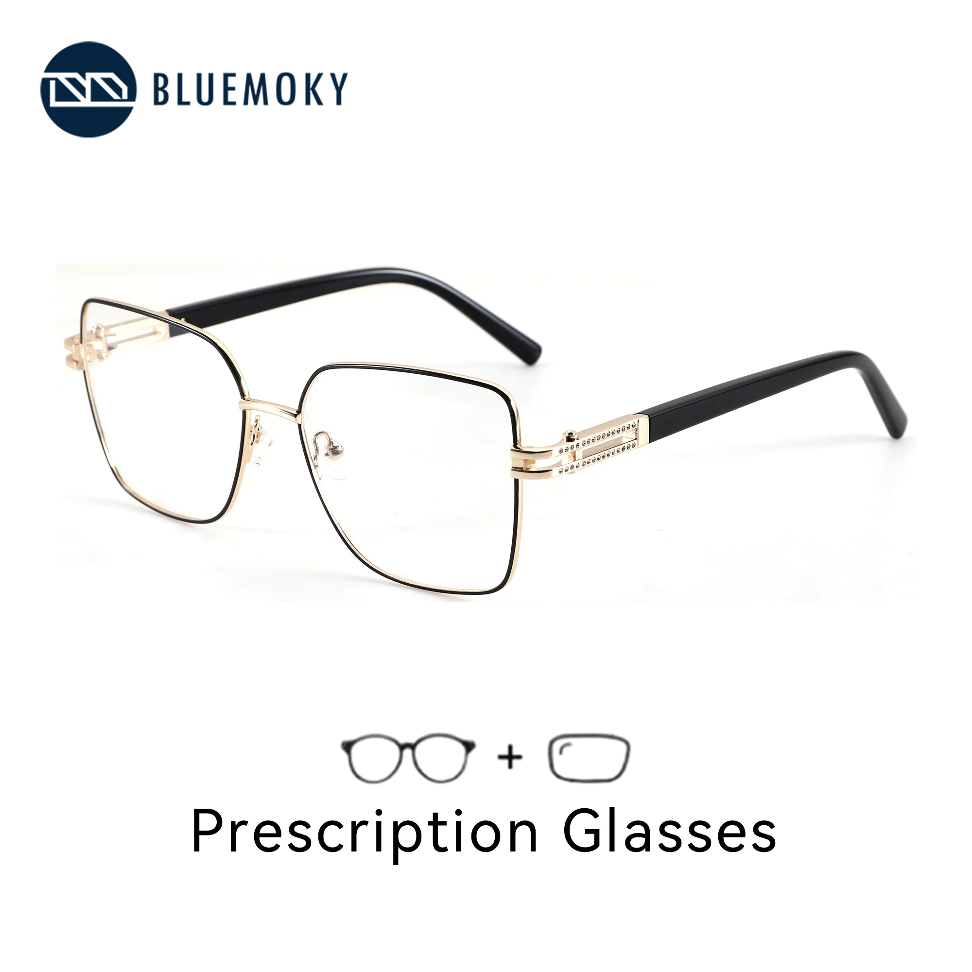 BLUEMOKY M Size Metal Butterfly Prescription Glasses Graduated Glasses For Myopia Woman Anti Blue Light Photochromic Lenses