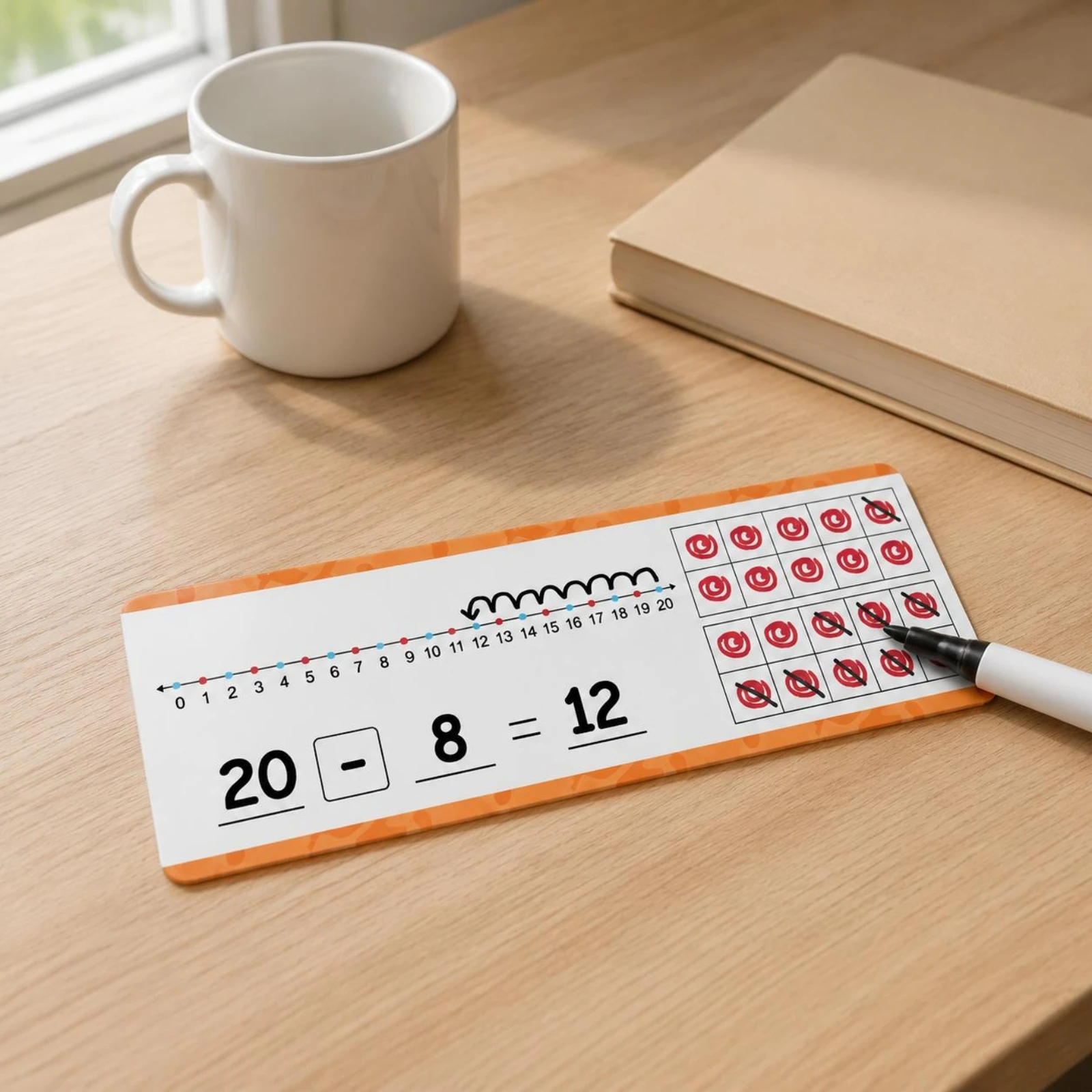 16 Pieces Number-Line Cards Double-Sided Addition Practice Cards School Aid Laminated Early Math for Children