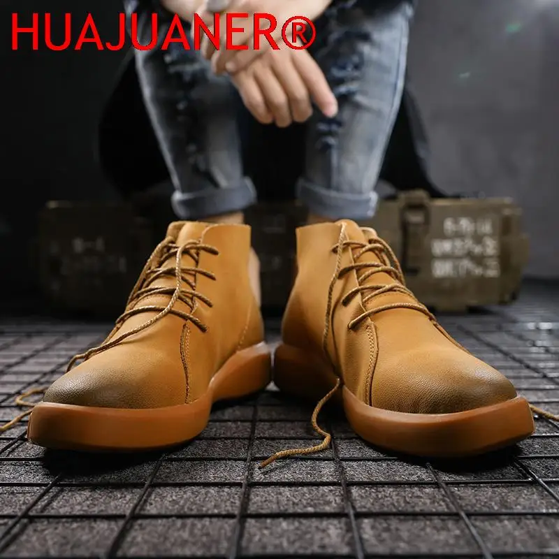 Luxury Brand Winter Fur Warm Chelsea Men Boots Fashion Vintage Ankle Boots Tendon Sole Wear Work Boots Outdoor Soft Sole Boots view 4