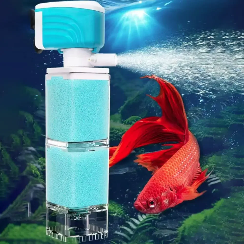 

Water Purification System Anti-Backflow Fish Tank Filter Strong Suction Adjustable Submersible Filter Low Noise 360°Rotating