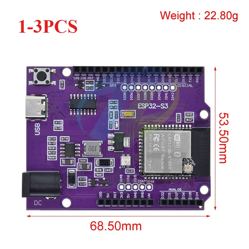 1-3PCS  ESP32-S3 UNO Development Board Onboard WROOM-1-N8R2/N16R8 Module with T-capacity DevKitC-1