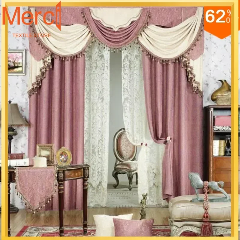Girl Pink Curtains Best Quality Ivory Drapes Bed Dressing Room Hotel Bed Window Blackout Color Pinky Powder Rooms Kids Curtain