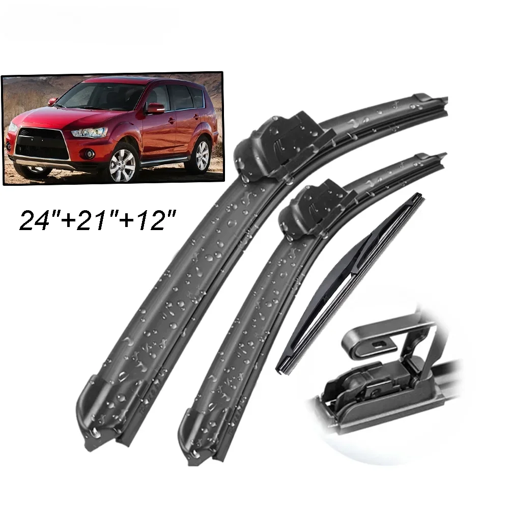 Car Wiper Front & Rear Wiper Blades Set Kit For Mitsubishi Outlander 2 2007 - 2012 Windshield Windscreen Window 24