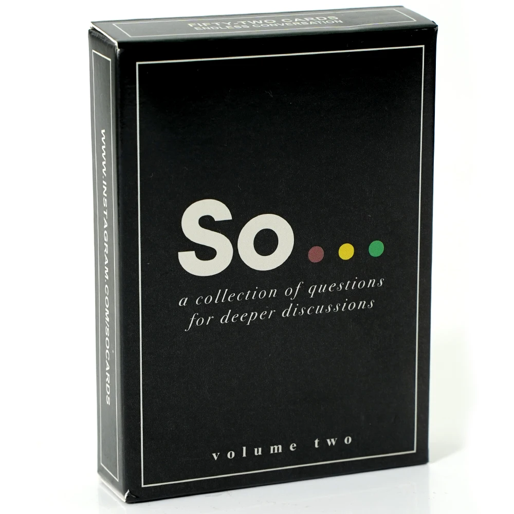 So Cards Deep Conversation Starters Card Game for All Occasions Volume Two 52 Question Cards