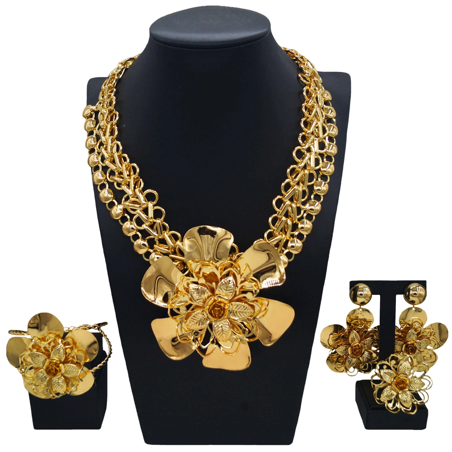 

Yulaili fashion new jewelry set Italian gold-plated chain design sense craft complex high-grade ladies party engagement jewelry