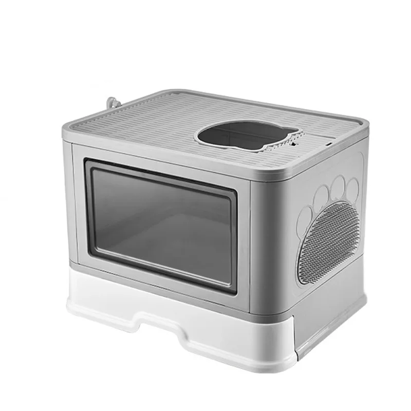 Hot-selling drawer type folding cat litter box fully enclosed anti-splash cat toilet double door ejection