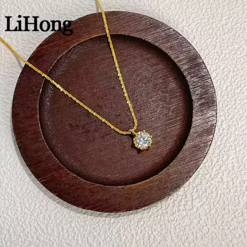 Moissanit 925 Halsketten für Frauen Einzigartiges Design Funkelnde Blumenkohl-Kette mit Diamant-Anhänger Zierlicher Partyschmuck Geschenk – Detail 4