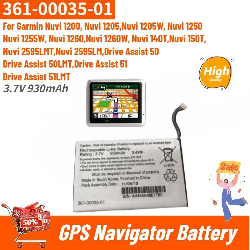 

361-00035-01 High Quality Battery 3.7V 930mAh for Garmin Nuvi 1205W, Nuvi 1250,Nuvi 1200, Nuvi 1205,1255W,1260,1260W Brand New
