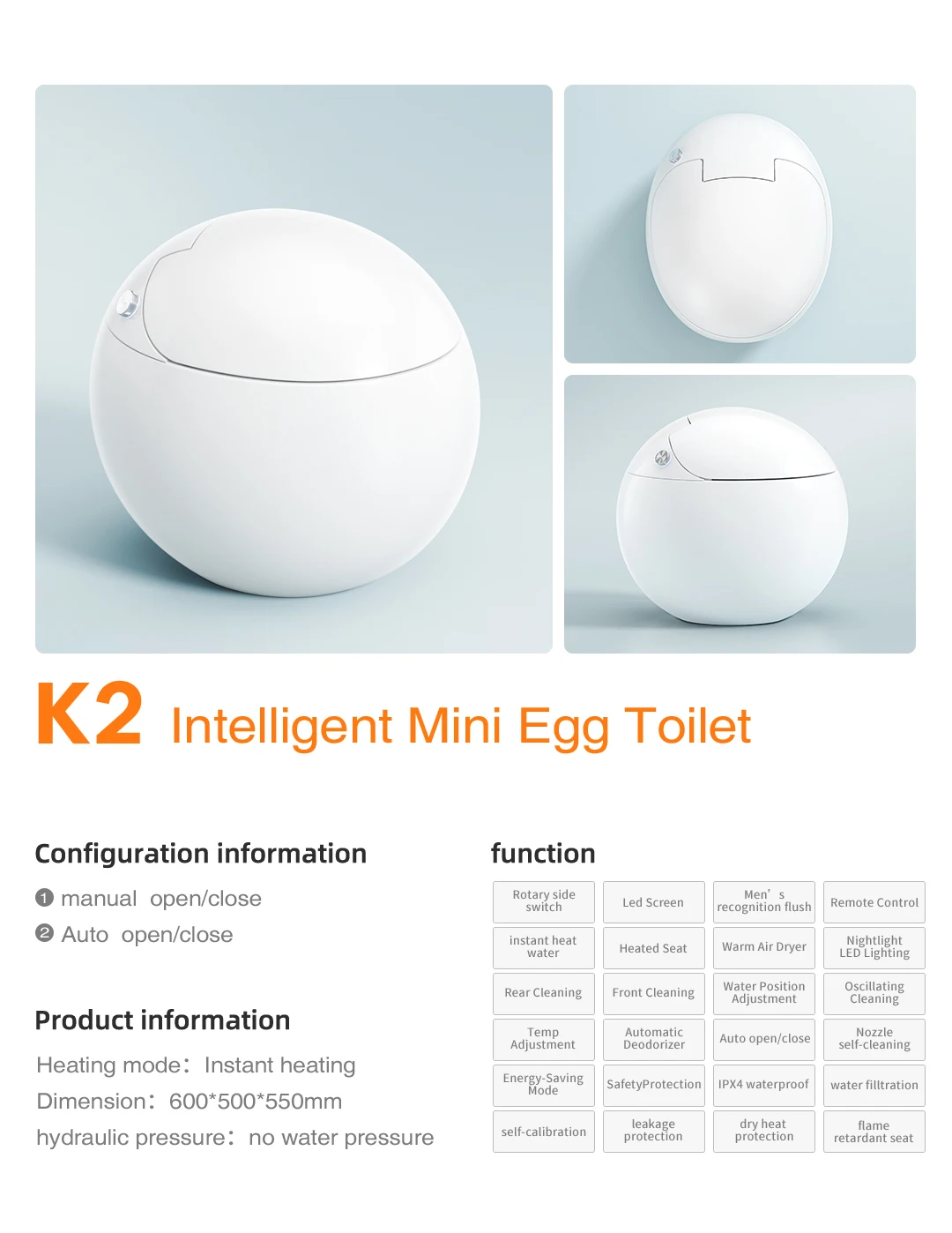 Original brandneue manuelle Toilette im Klappdeckel-Stil, intelligente sichere Toilette mit mehreren Funktionen, intelligente intelligente Toiletten für Badezimmer