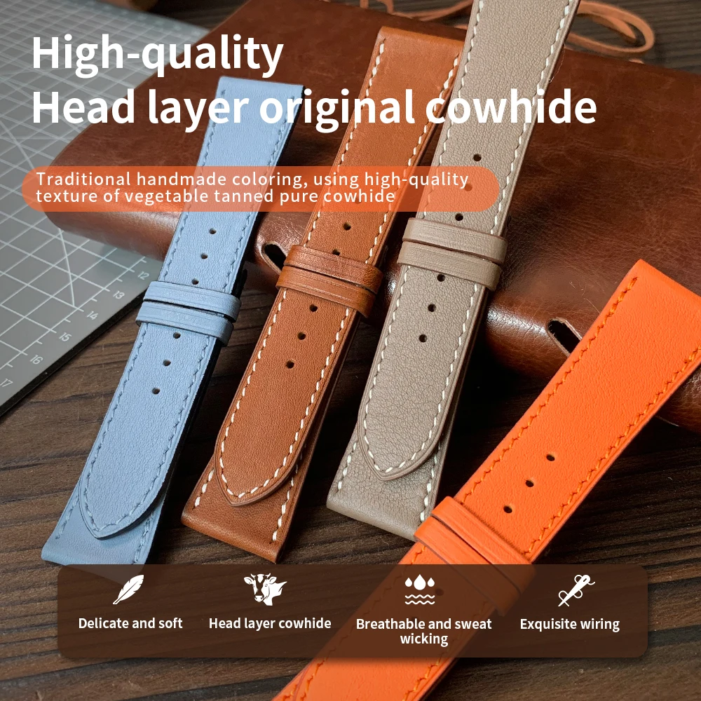 2024 New Deployment Buckle Leather Watch Strap For Apple Watch Series10 9 8 7 6 SE 5  41MM 45MM 46MM 49MM Iwatch Ultra 2 Band