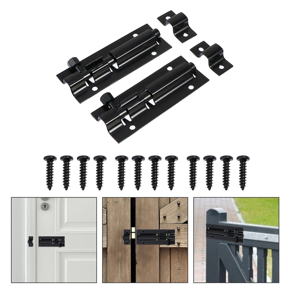 

2 Sets Deadbolt Bolts Exterior Stainless Steel Security Locks Door Latch Heavy Duty Barrel Bolt Hardware Garden Barn Gate Safety