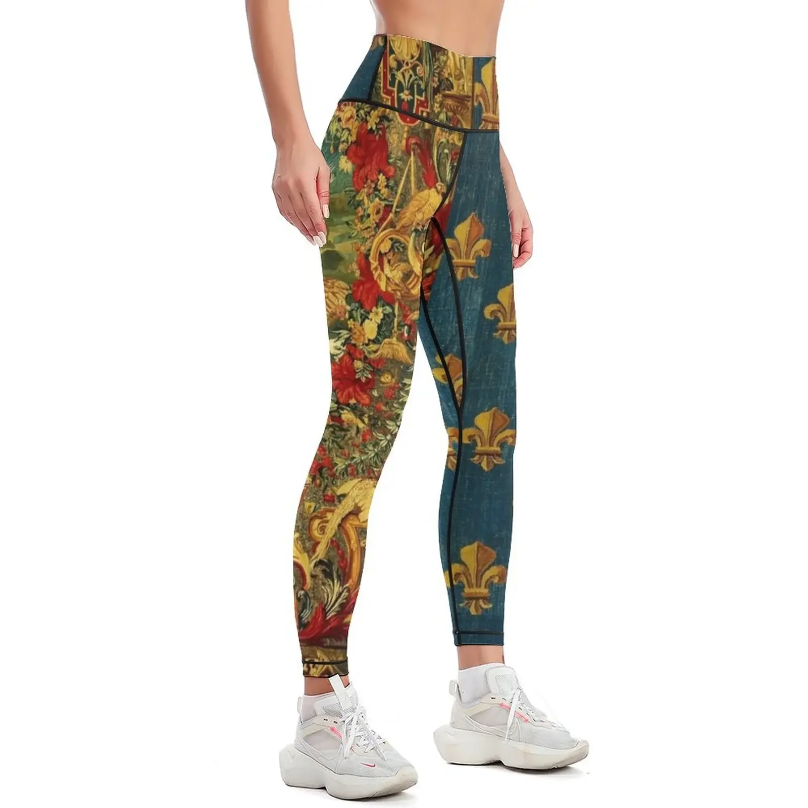 SEASONS AND ELEMENTS, AIR AND JUPITER, LOUIS XIV French Royal Embroidery Tapestry Leggings jogging pants Womens Leggings