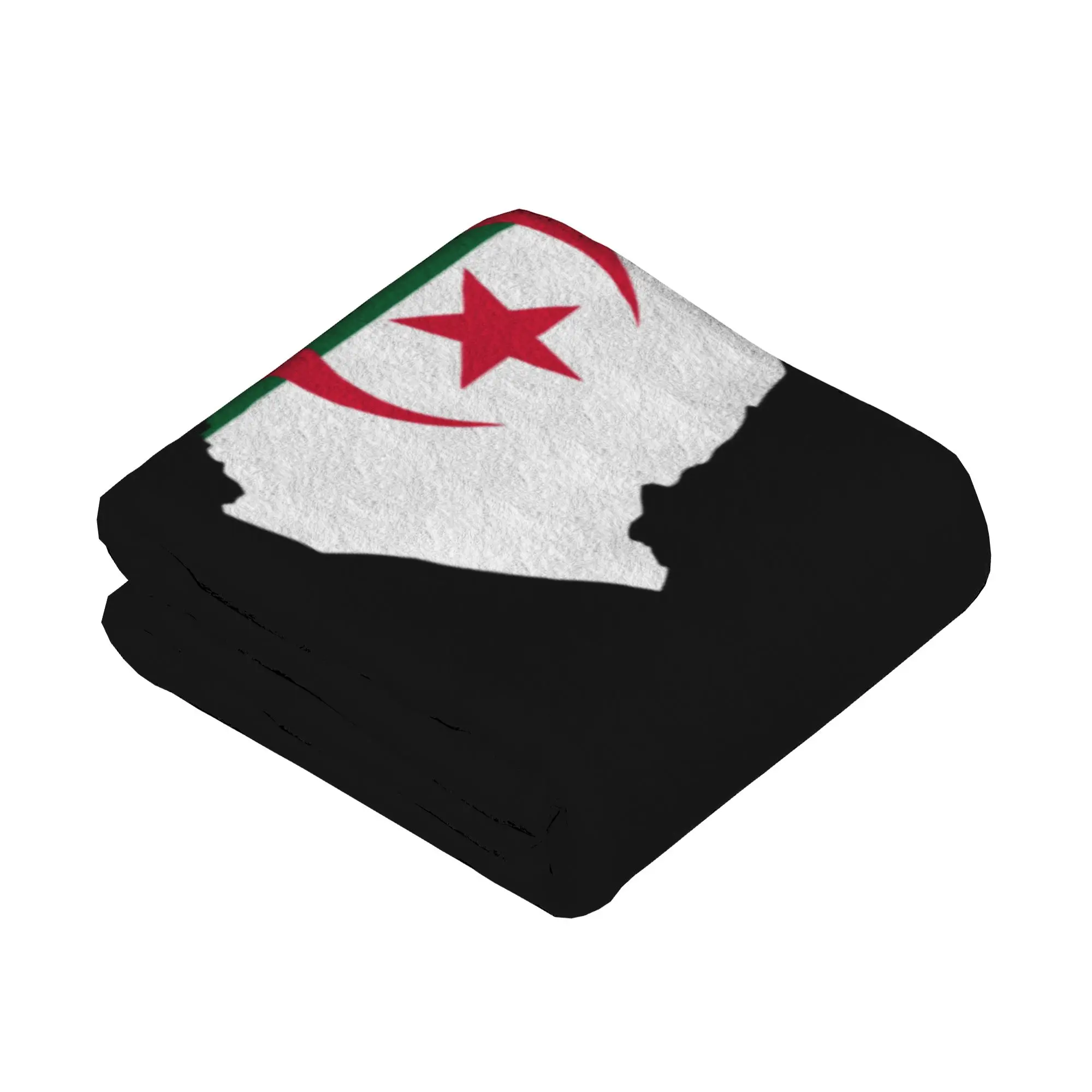 بطانيات وجه بعلم خريطة الجزائر، بطانيات رمي دافئة رائعة من القطيفة لأريكة السرير للخريف/الشتاء #2