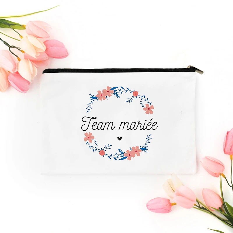 Bride Makeup Bag Bridesmaid Proposal Gifts Canvas Cosmetic Bag Bridal Shower Party Bachelorette Favor Matron of Honor Pouch