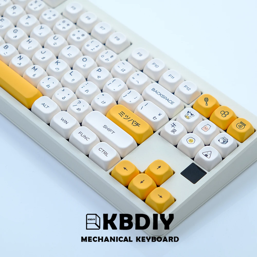 KBDiy-Teclas coreanas PBT Honey Milk, Teclados Mecânicos, MAC, Perfil KOA, Japonês, Russo, ISO personalizado 7U, 137 Teclas