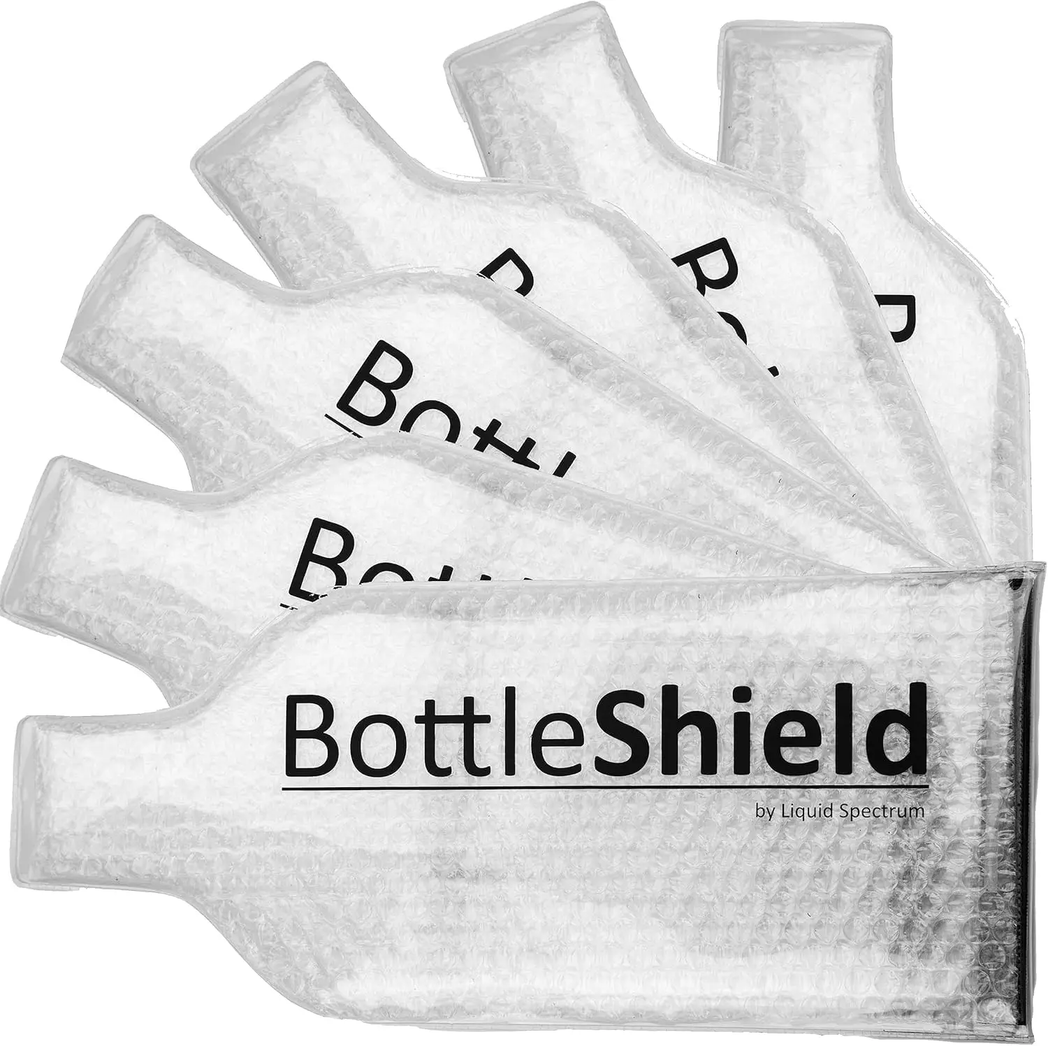 

Reusable Wine Protector Travel Bag by Bottle Shield (6-Pack) - Unbreakable Bottle Sleeve, Leak Proof & Double Layer Bubble Prot