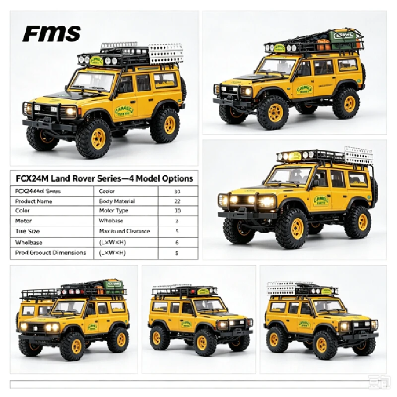 Fms 1/24 Fcx24m Rc Rock Crawler British Suv Camel Trophy Edition D90 D110 Range Rover Discovery Scale Off-Road Truck 4wd Rtr Hob