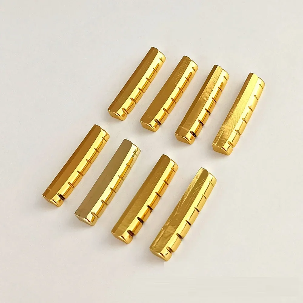 1 Set Slotted Brass Gold Plated Acoustic Guitar Nut and Bridge Saddle Guitar Parts Gold