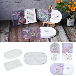 DIY Rectangular Oval Tray Plate Silicone Mold Mirror Disc Storage Ornament Decoration Mold For Aromatherapy gypsum Making