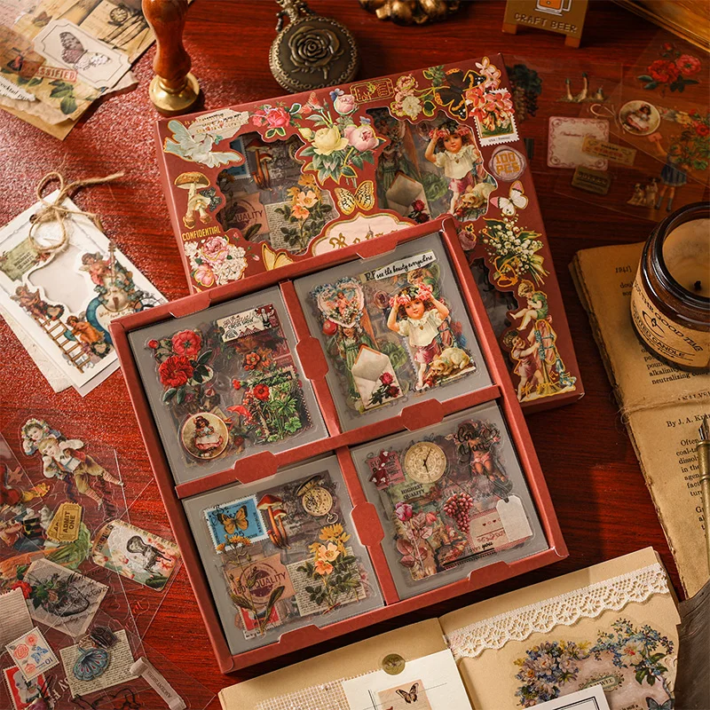 100pcs/box Cute Cartoon Boxed Sticker Handbook DIY Creative Children Sticker PVC Goo Card Set Deractive Scrapbook