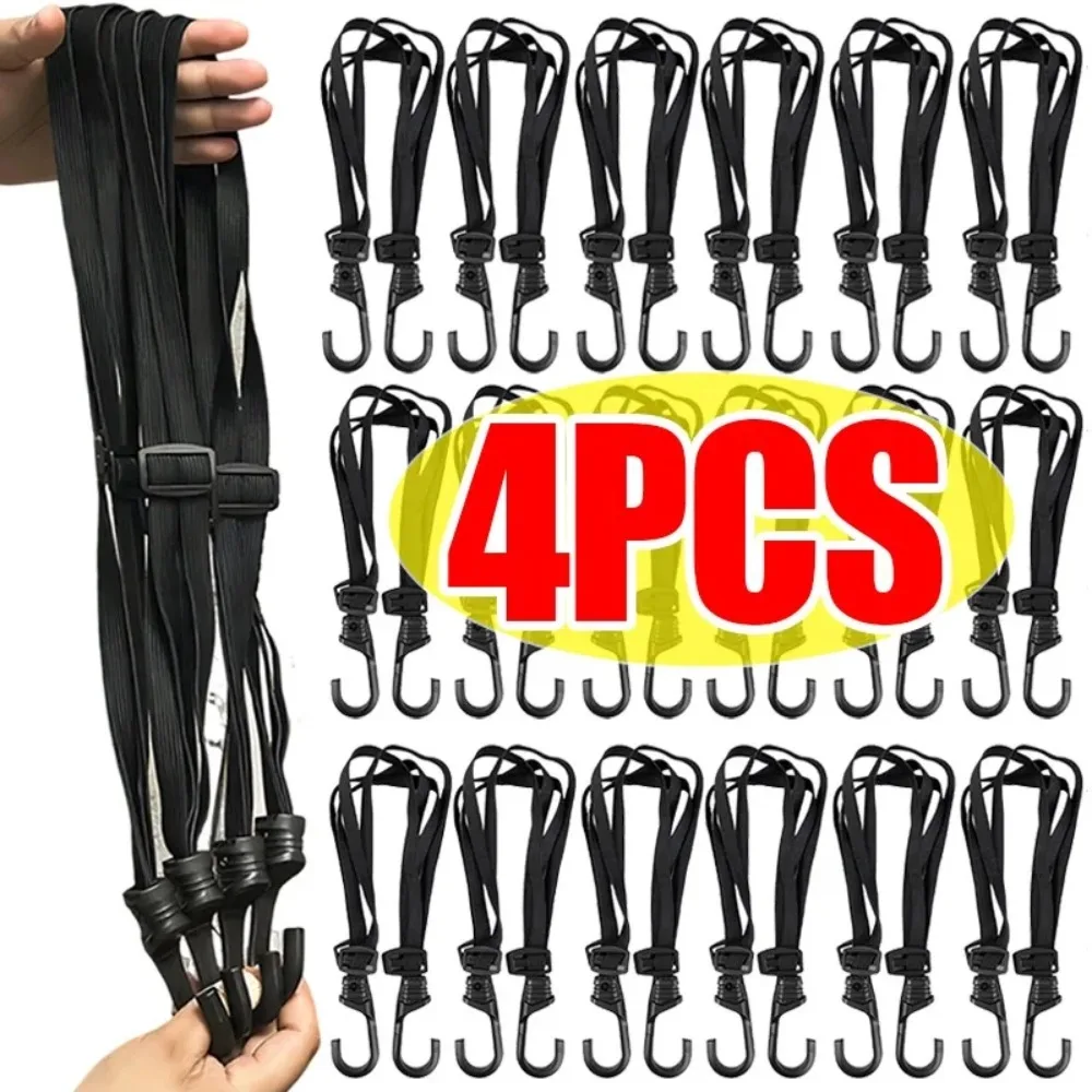 Universal Elastic Strap with Hooks 4-Claw Motorcycle Luggage Net Helmet Rope Adjustable Cargo Tie Down for Bike Bicycle ATV Moto