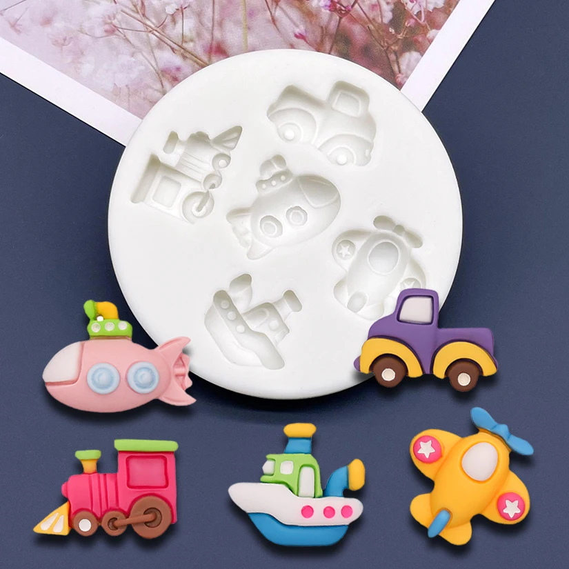 Submarine Aircraft Truck Ship Silicone Sugarcraft Mold Resin Tools Cupcake Baking Mould Fondant Cake Decorating Tools