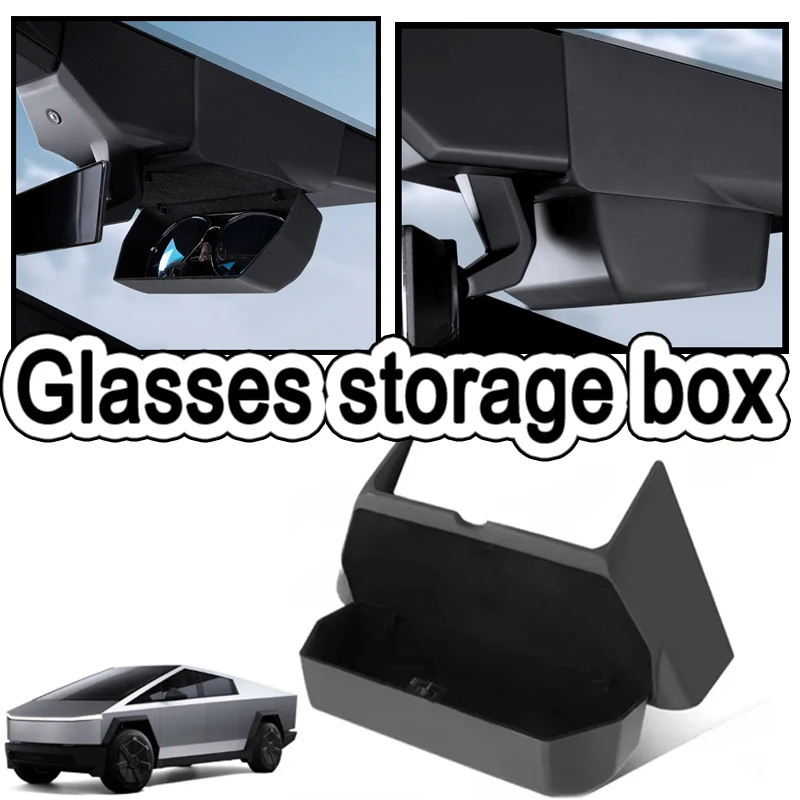 

ABS Silicone Rearview Mirror Glasses Storage Box for Organizing Storing Car Interior Accessories for Tesla Cybertruck 2024 2025