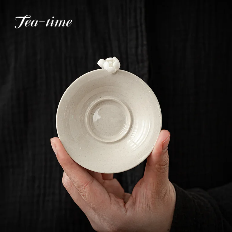 2PC/lot Japanese-style Plant Ash Tea Cup Holder Retro Coaster Insulation Ceramic Coaster Kung Fu Tea Set Tea Ceremony Teacup Pad