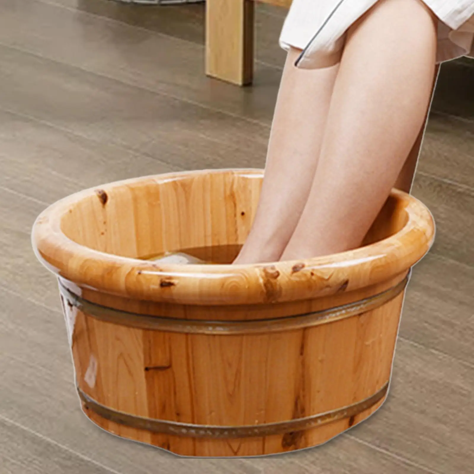 Wood Foot Bath Reusable SPA Washing Bowl Bucket Foot Soak Tub Foot Washing Barrel for Outdoor Home Use Travel Sauna Bedroom