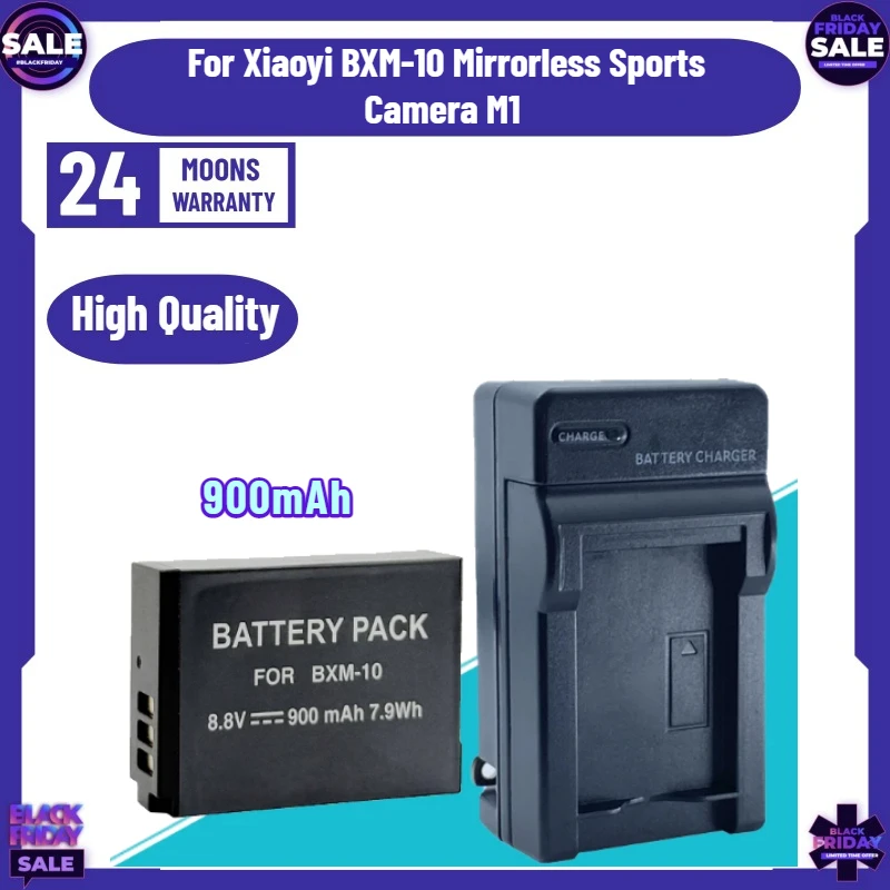 900mAh Suitable for Xiaoyi BXM-10 Mirrorless Sports Camera M1 Mirrorless Lithium Battery Bxm Base Charger