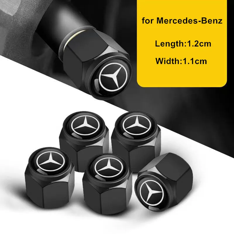 Metal Car Wheel Tire Valve Caps, Stem Case Covers para Mercedes Benz B, C, E, S, Classe A, Classe C200L, GLC, GLK, CLA Acessórios, 4pcs
