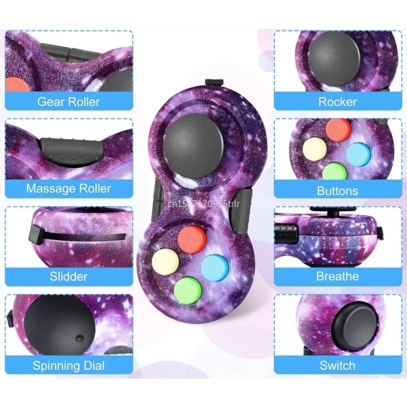 Fidget Pad with 8 Fidget Functions, Fidget Controller Stress Reducer Toy Cube Relieves Stress and Anxiety Toys