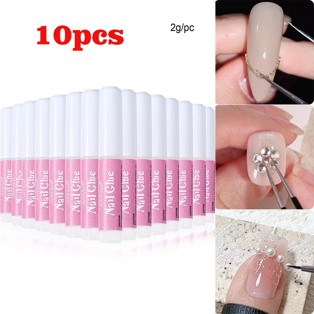 แห้งเร็ว 2g กาวเล็บอะคริลิคเคล็ดลับเล็บปลอม Sticky เจลวางอัญมณีเครื่องประดับตกแต่งเล็บกาวเล็บเครื่องมือ MT-10