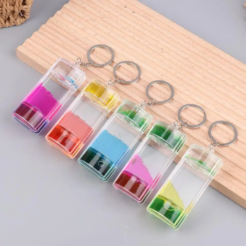 [YY35]Dynamic Liquid Timers Key Chain Colorful Motion Bubbler  Keyring Bag Charm Decor[ZN]