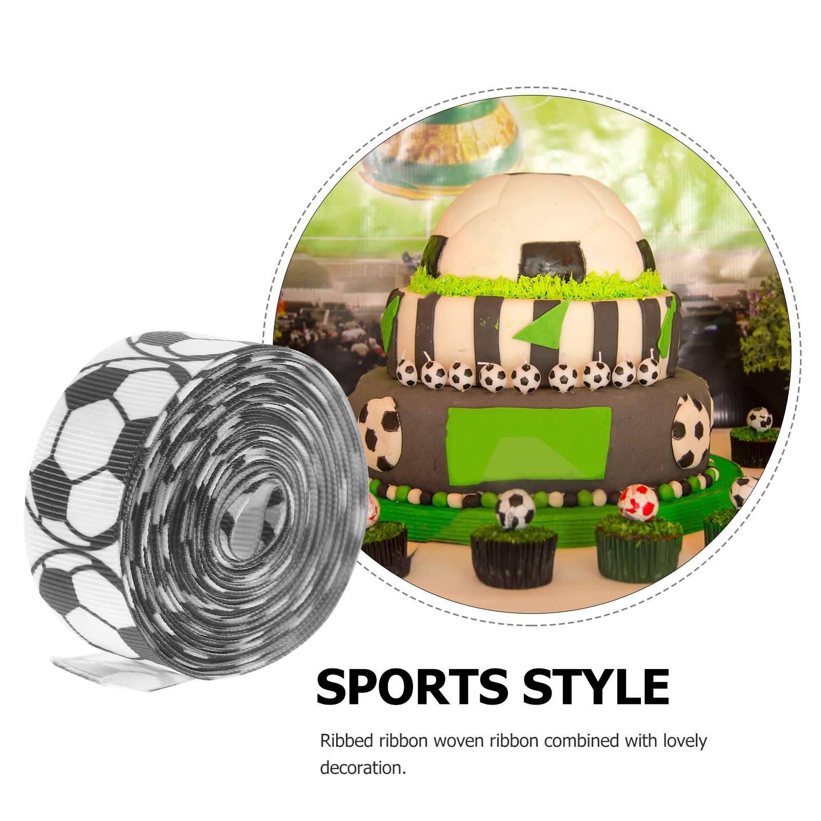 

Football Decorative Ribbon Printed Soccer Sports Wired Halloween Yards Wrapping White Ornaments Man