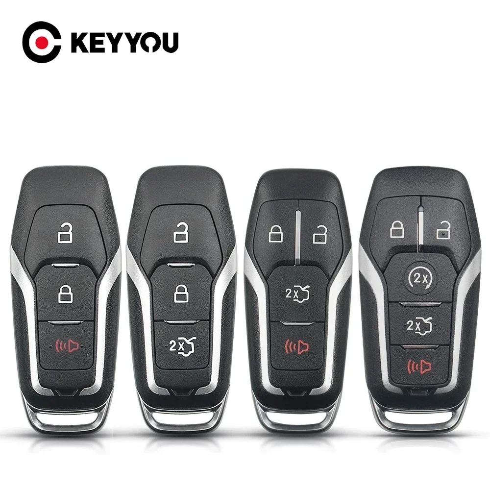 KEYYOU Keyless Go Smart Remote Car Key Shell Case 3/4/5 Buttons For Ford Fusion Explorer Edge Mustang Mondeo Kuka 2013-2018