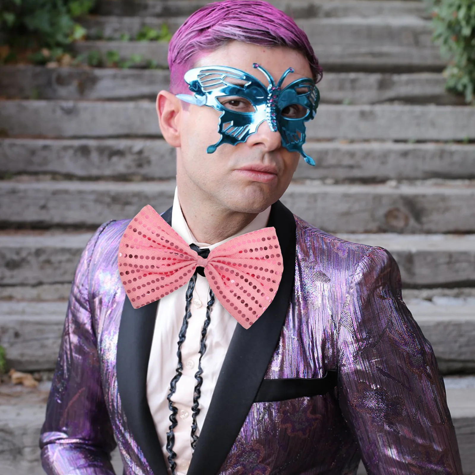 

1pcs Large Sequin Bow Tie 9.43X5.89X0.39 Inch Shiny Glitter Bowtie For Men Pre-Tied Sparkly Costume Accessory Party Carnival