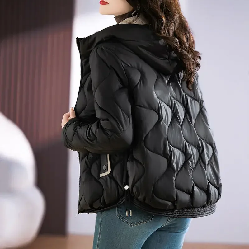 Imagem -02 - Parkas com Capuz Feminino Moda Coreana All-match Cabolsas de Inverno Engrossar Quente Streetwear Frio Wear Casual Feminino Outwear Ins